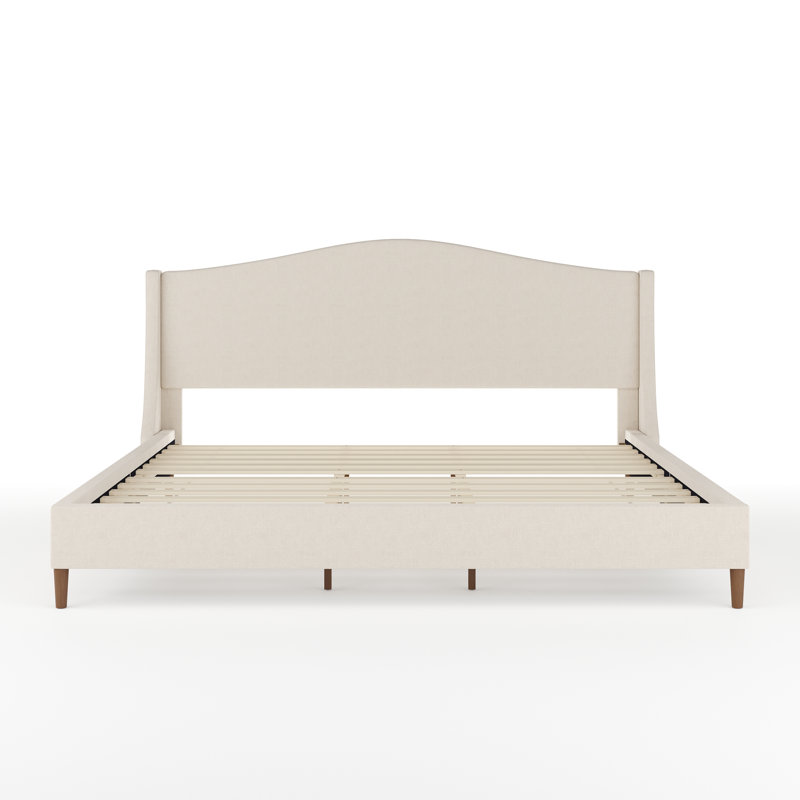 Martha Stewart Amelia Upholstered Platform Bed With Curved Headboard ...